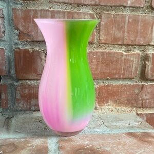 Pink and Green Glass Vase